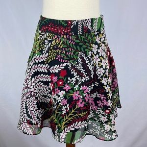 Urban Outfitters Vibrant Floral Sheer Lined Skirt with Side Zipper - Size Small